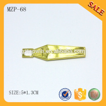MZP68 Placa de oro personalizado logo estampado tirador de cremallera para bolso / prenda